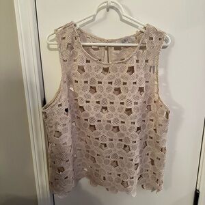 NWOT LOFT Beige Crochet Sleeveless Blouse